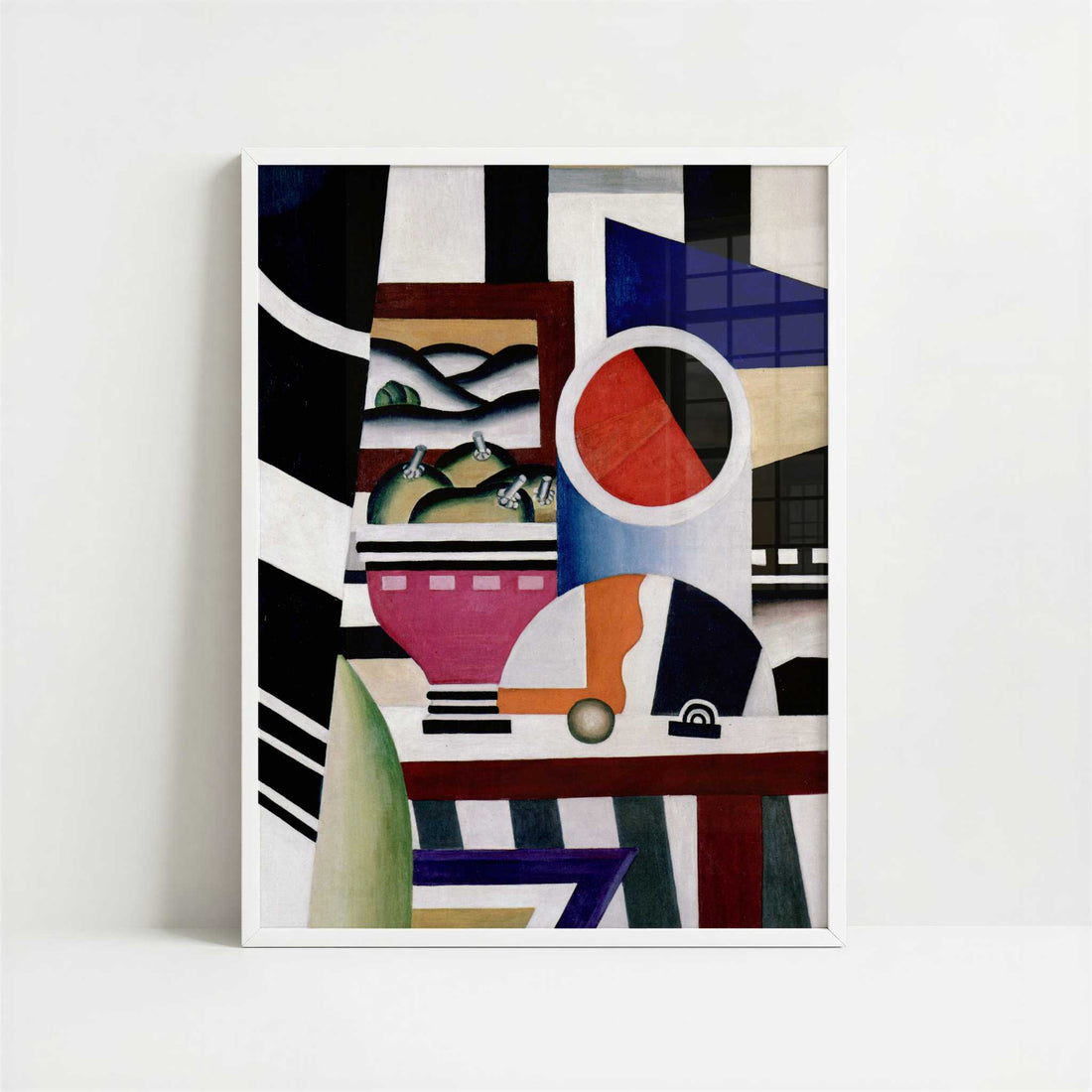 Still Life with Fruit Bowl (1923) by Fernand Léger – Art Print - Art print in white frame