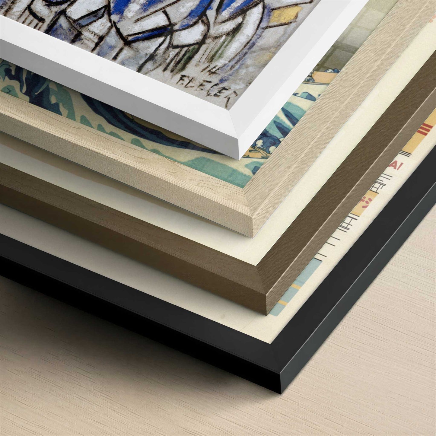 The Stairway (1914) by Fernand Léger – Art Print - Close-up detail of the different frames