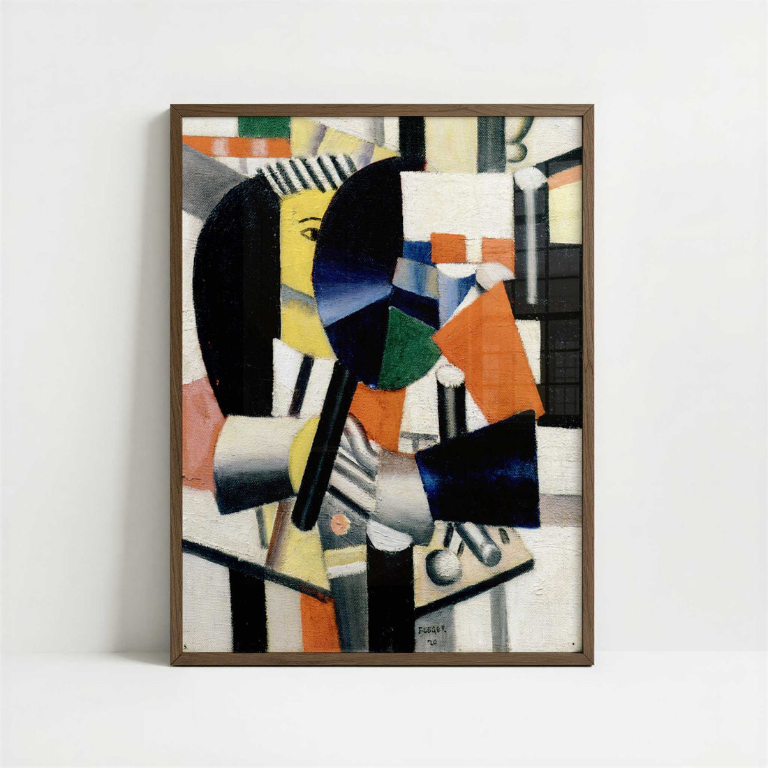 The Woman in the Mirror (1920) by Fernand Léger – Art Print - Art print in dark wood frame