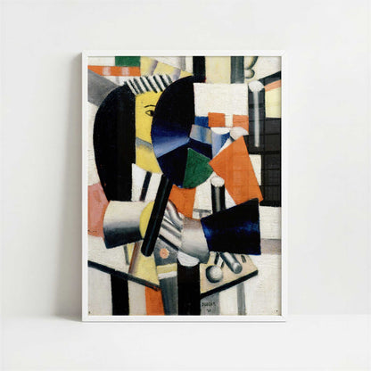 The Woman in the Mirror (1920) by Fernand Léger – Art Print - Art print in white frame