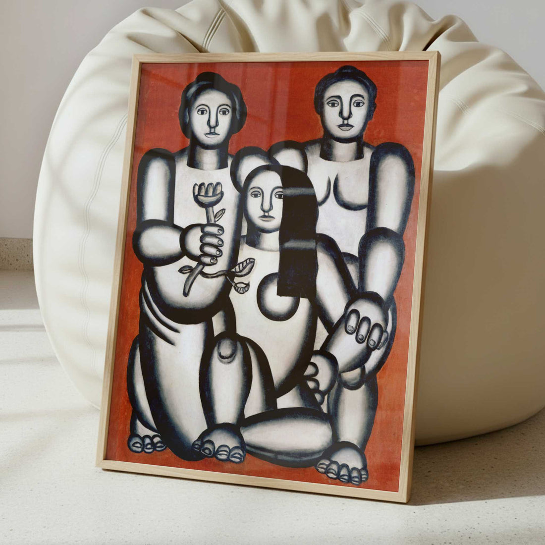 Three Women on a Red Background (1927) by Fernand Léger – Art Print - Interior inspiration