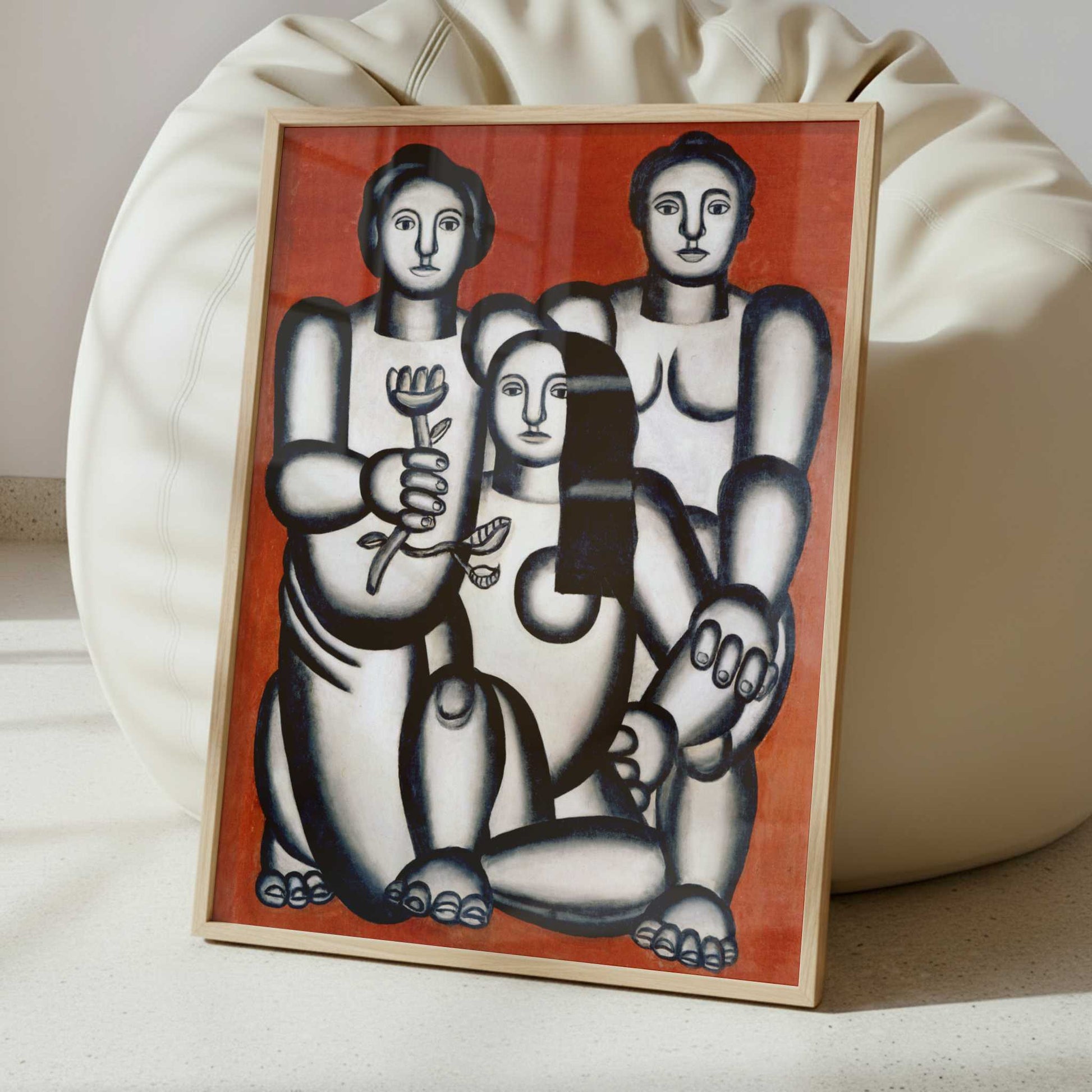 Three Women on a Red Background (1927) by Fernand Léger – Art Print - Interior inspiration