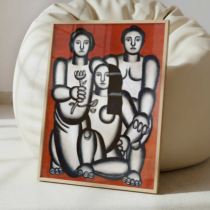 Three Women on a Red Background (1927) by Fernand Léger – Art Print - Interior inspiration