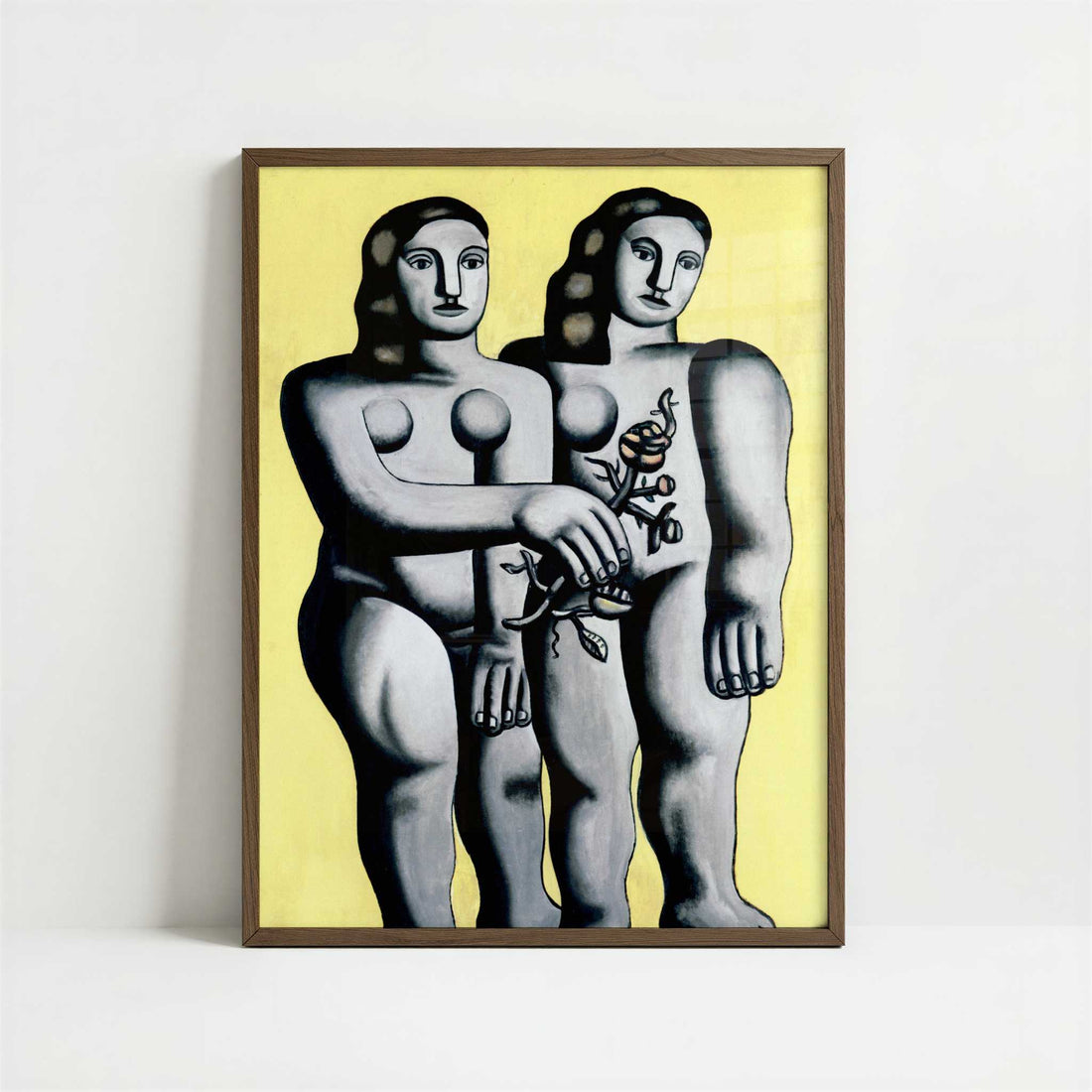 Two Sisters (1935) by Fernand Léger – Art Print - Art print in dark wood frame