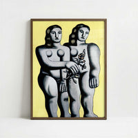 Two Sisters (1935) by Fernand Léger – Art Print - Art print in dark wood frame