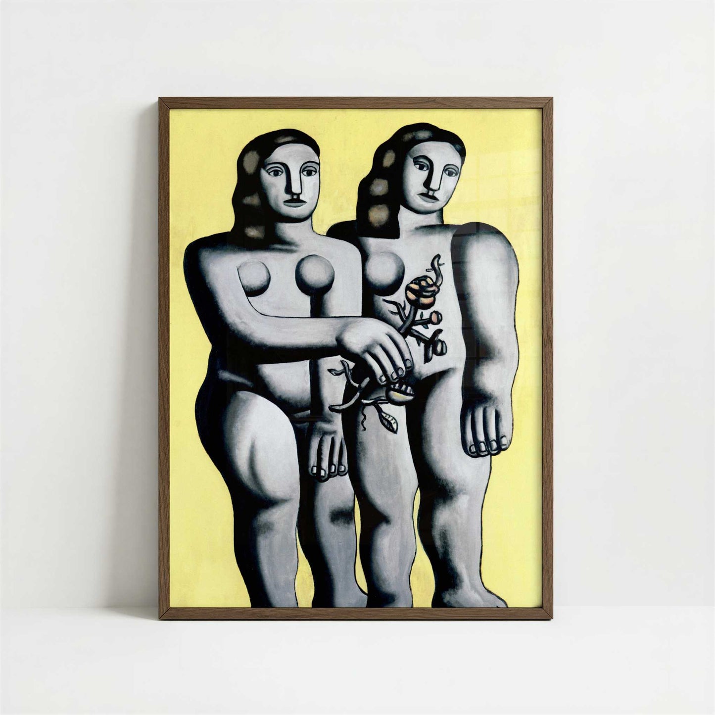 Two Sisters (1935) by Fernand Léger – Art Print - Art print in dark wood frame