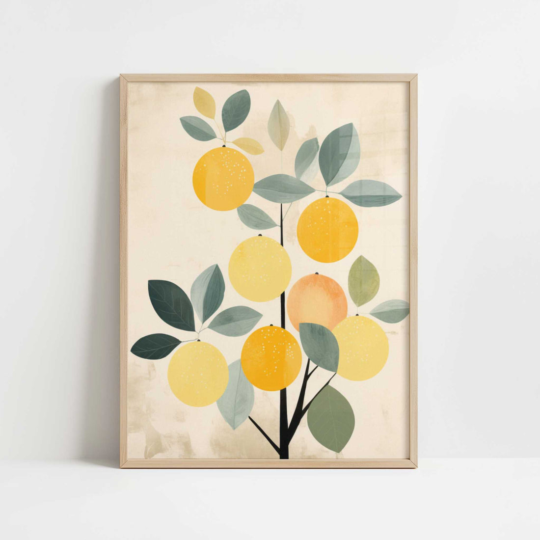 Lemon Tree in Bohemian Style - Art Print - Art print in oak frame