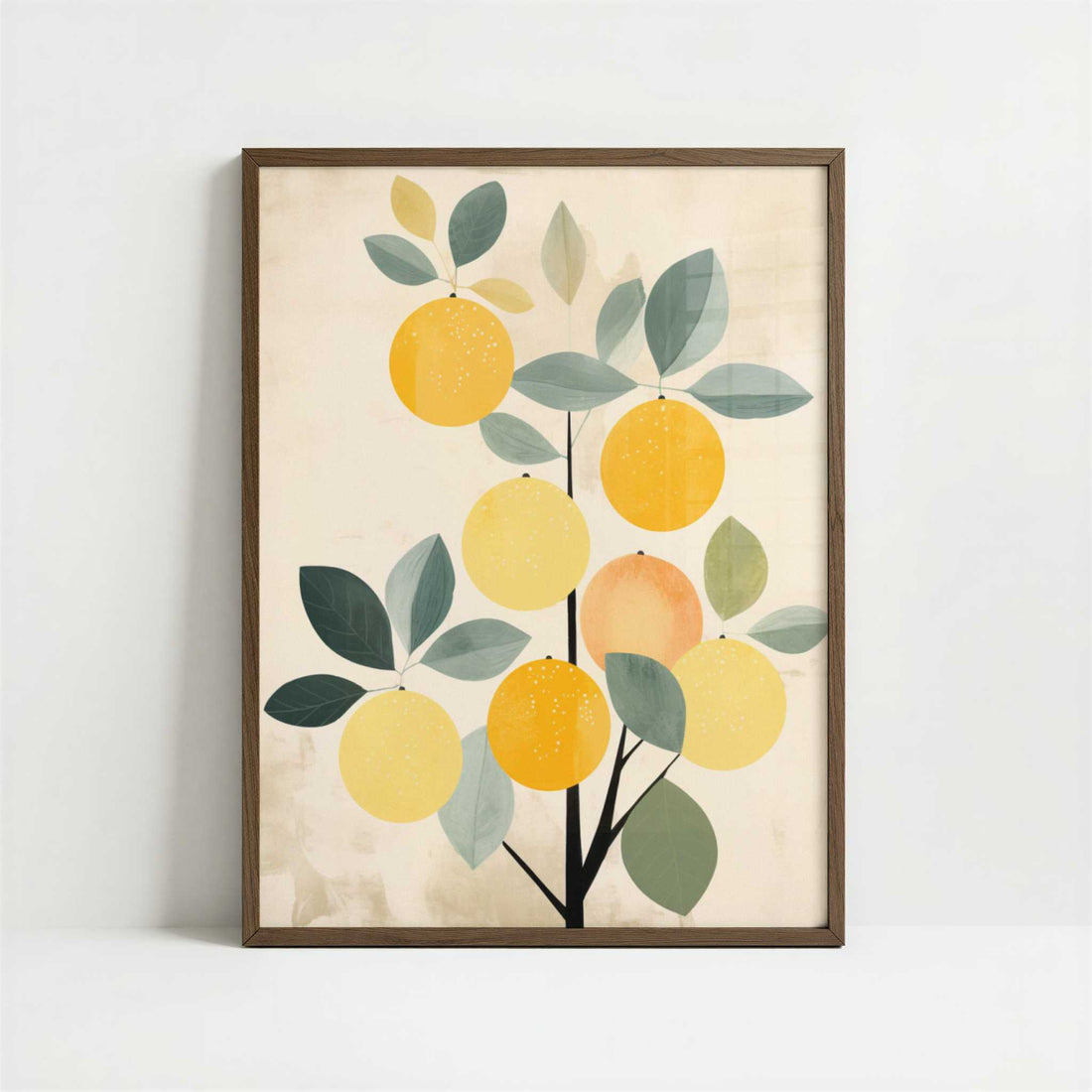 Lemon Tree in Bohemian Style - Art Print - Art print in dark wood frame