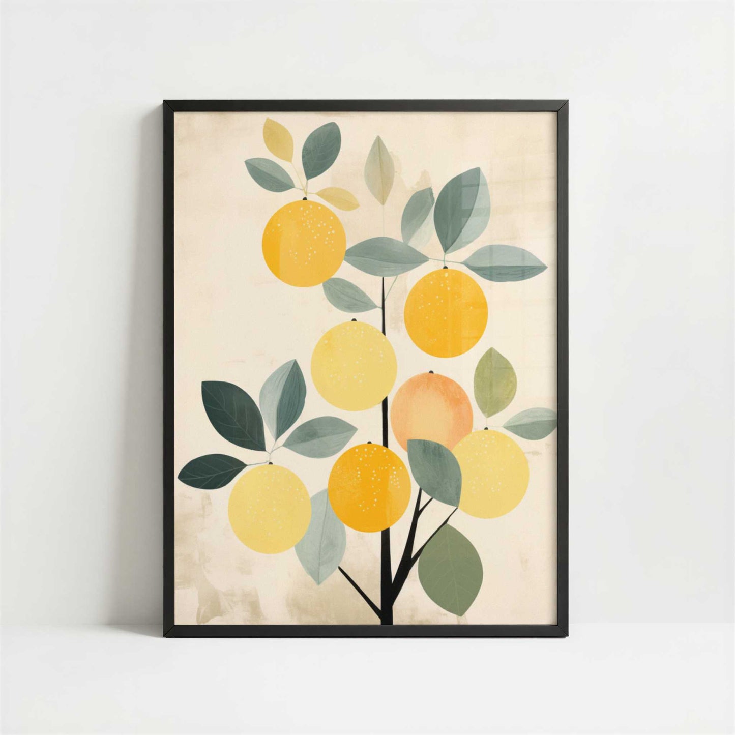Lemon Tree in Bohemian Style - Art Print - Art print in black frame