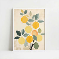 Lemon Tree in Bohemian Style - Art Print - Art print in white frame