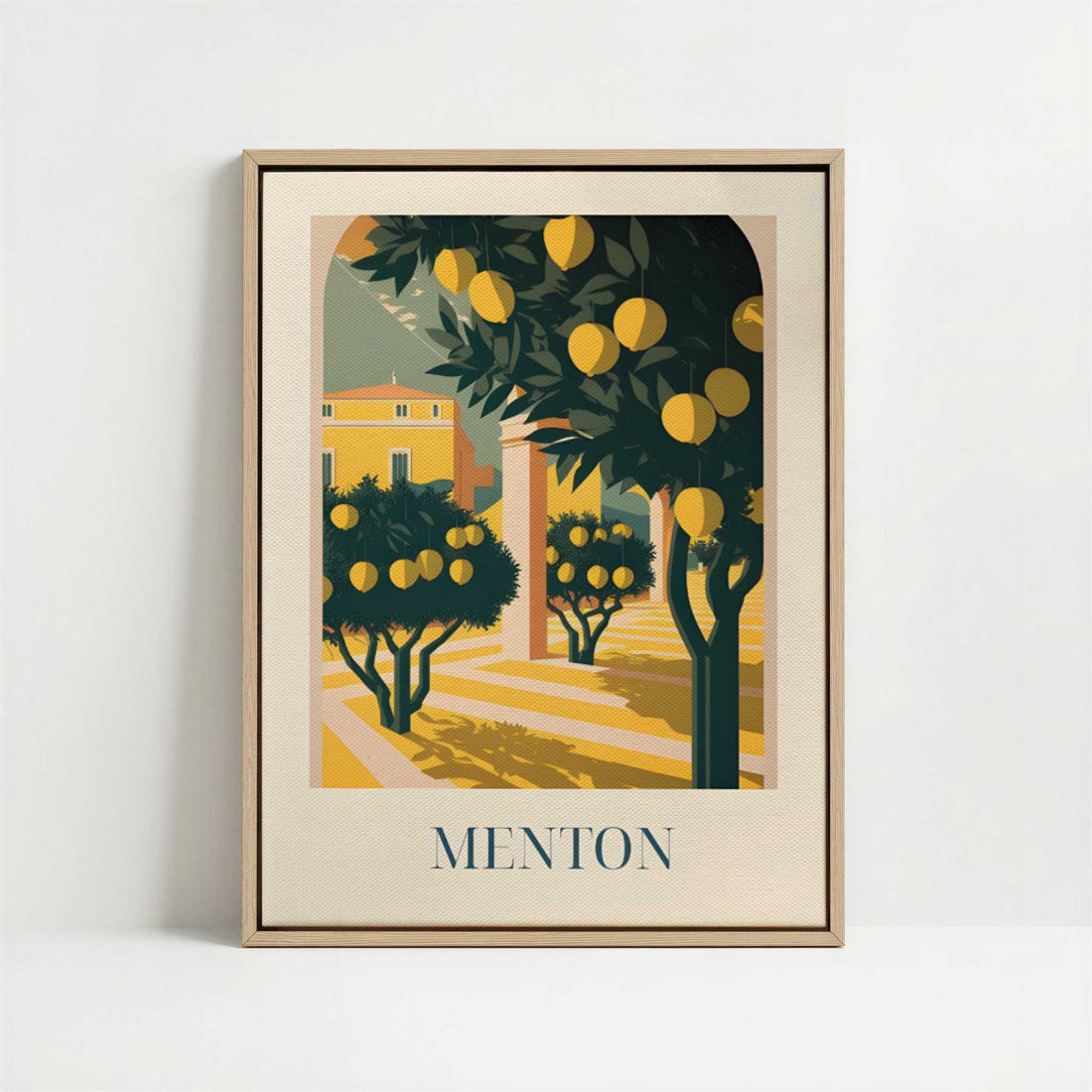 Framed Canvas - Framed canvas in oak color frame