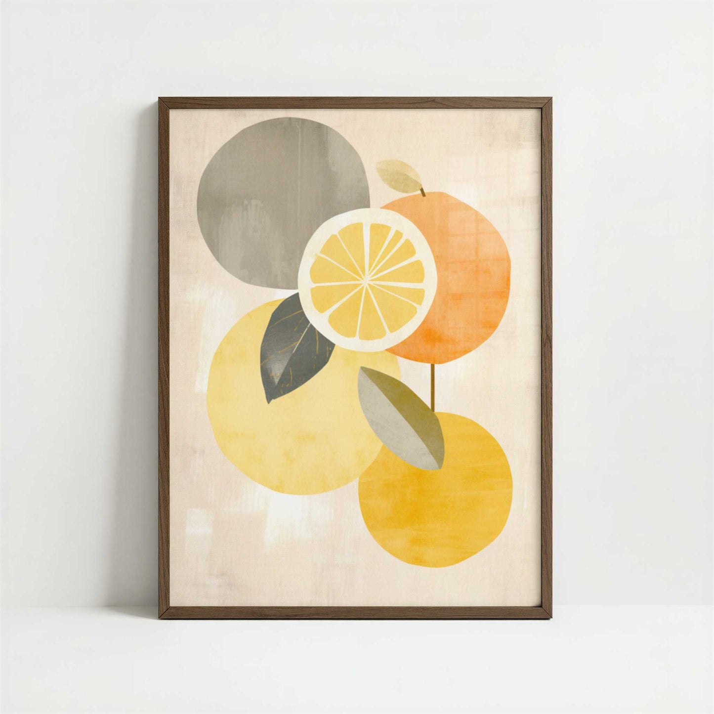 Lemons in Bohemian Style - Art Print - Art print in dark wood frame