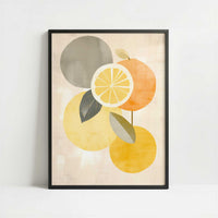 Lemons in Bohemian Style - Art Print - Art print in black frame