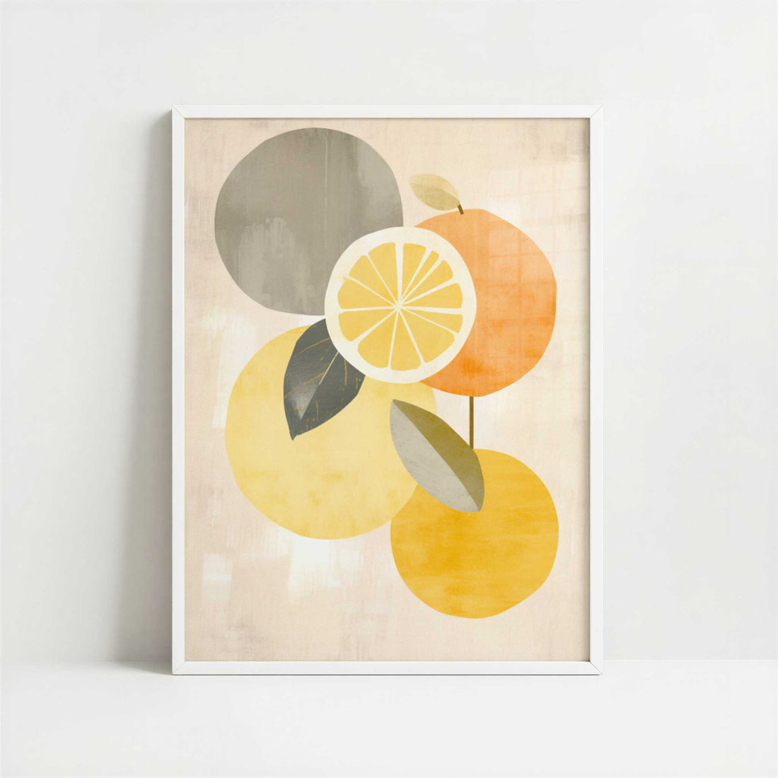 Lemons in Bohemian Style - Art Print - Art print in white frame