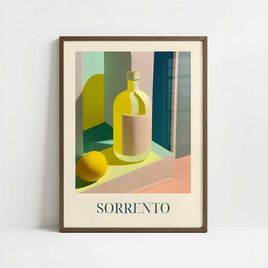 Limoncello from Sorrento, Italy - Art Print - Art print in dark wood frame