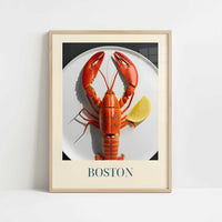Lobster from Boston, United States - Art Print - Art print in oak frame