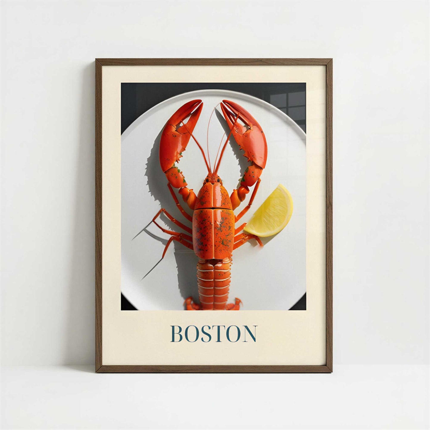 Lobster from Boston, United States - Art Print - Art print in dark wood frame