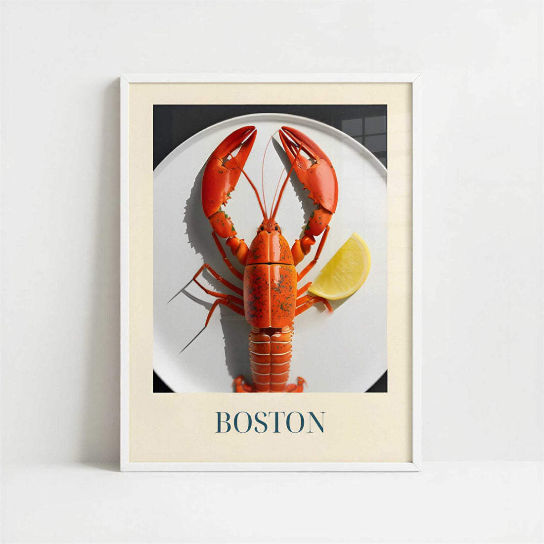 Lobster from Boston, United States - Art Print - Art print in white frame