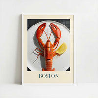 Lobster from Boston, United States - Art Print - Art print in white frame