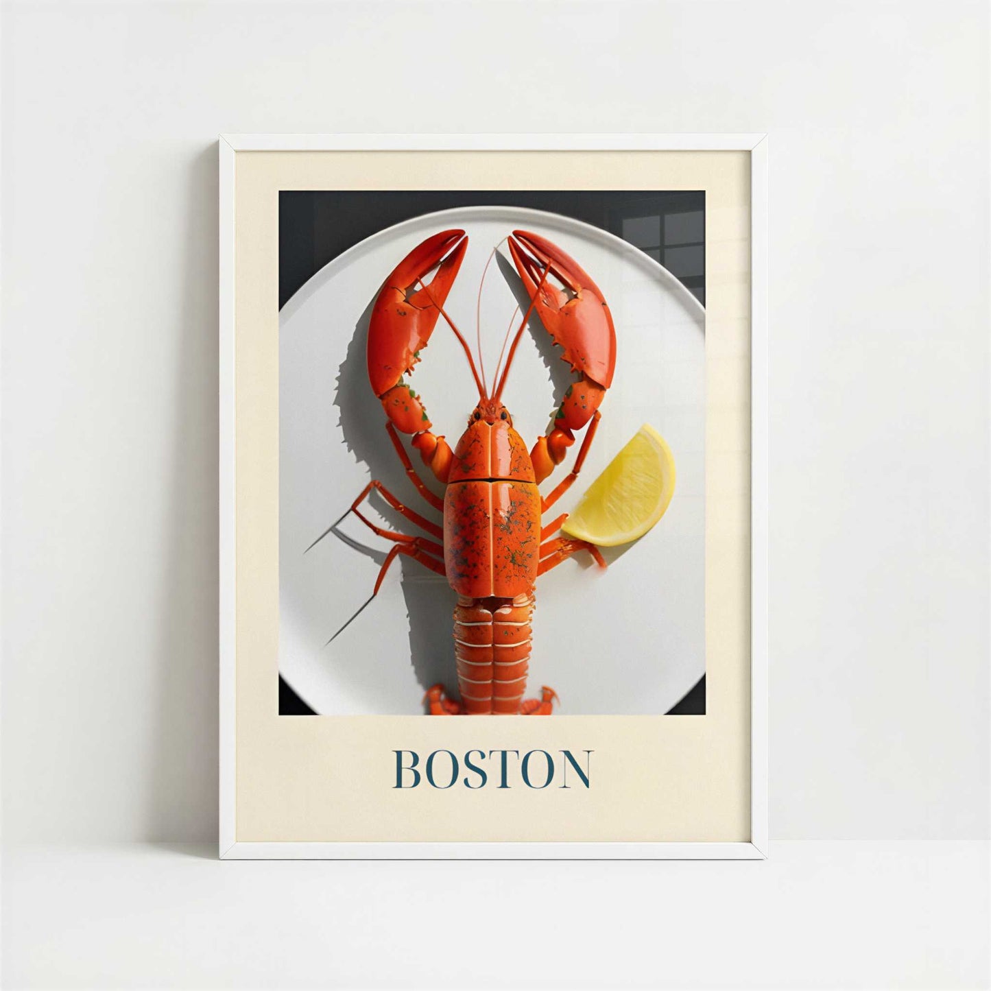 Lobster from Boston, United States - Art Print - Art print in white frame