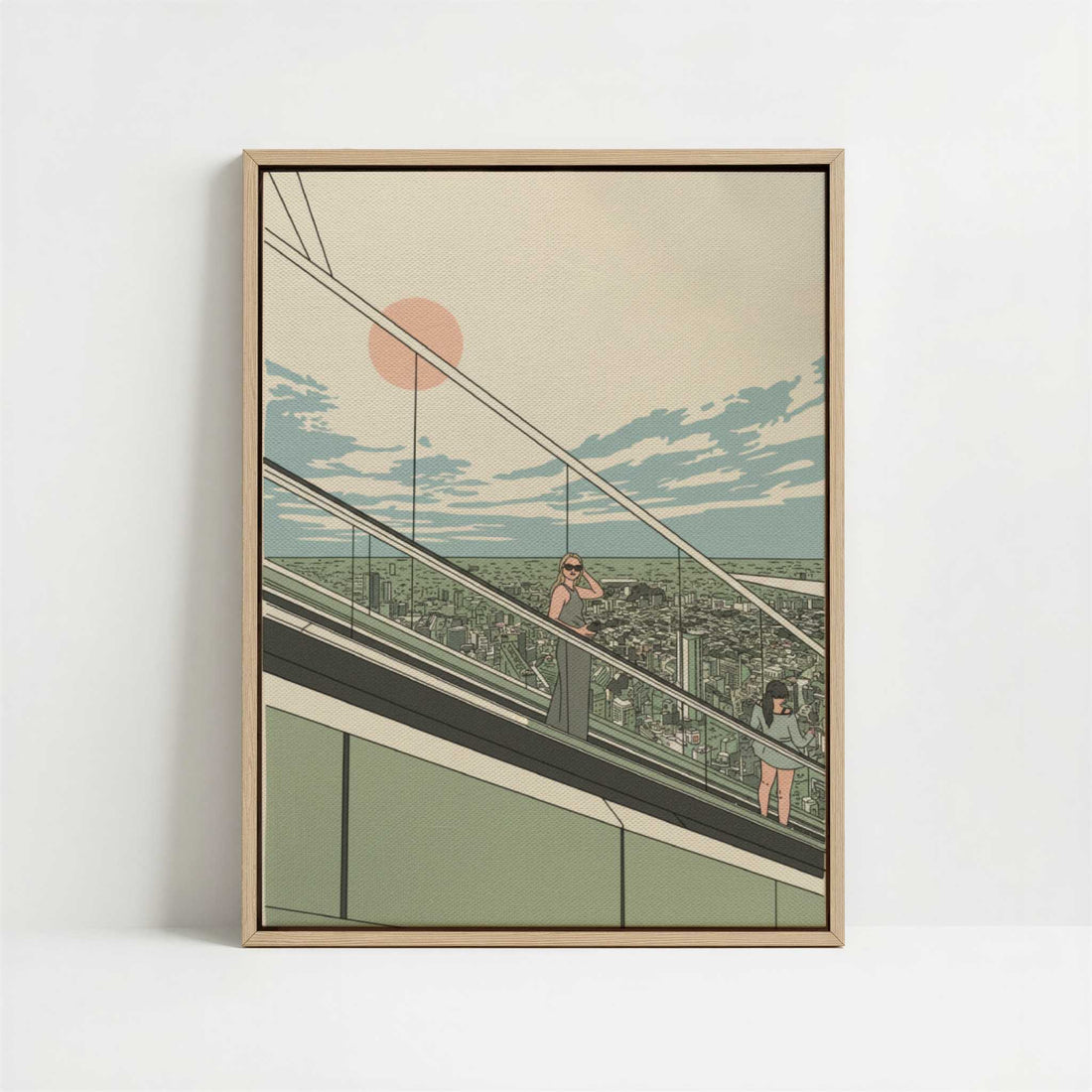 Framed Canvas - Framed canvas in oak color frame