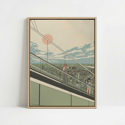 Framed Canvas - Framed canvas in oak color frame