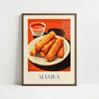 Lumpias from Manila, Philippines - Art Print - Art print in dark wood frame