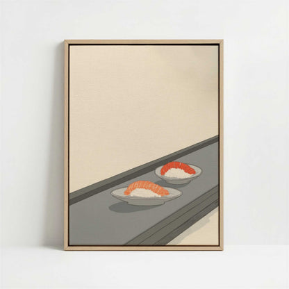 Framed Canvas - Framed canvas in oak color frame