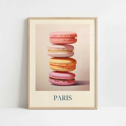 Macarons from Paris, France - Art Print - Art print in oak frame