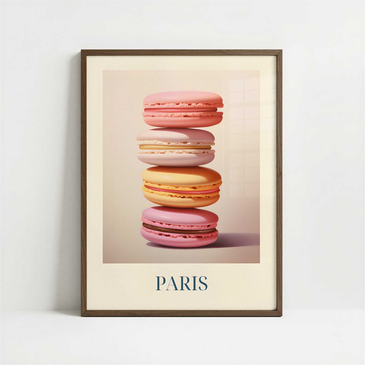 Macarons from Paris, France - Art Print - Art print in dark wood frame