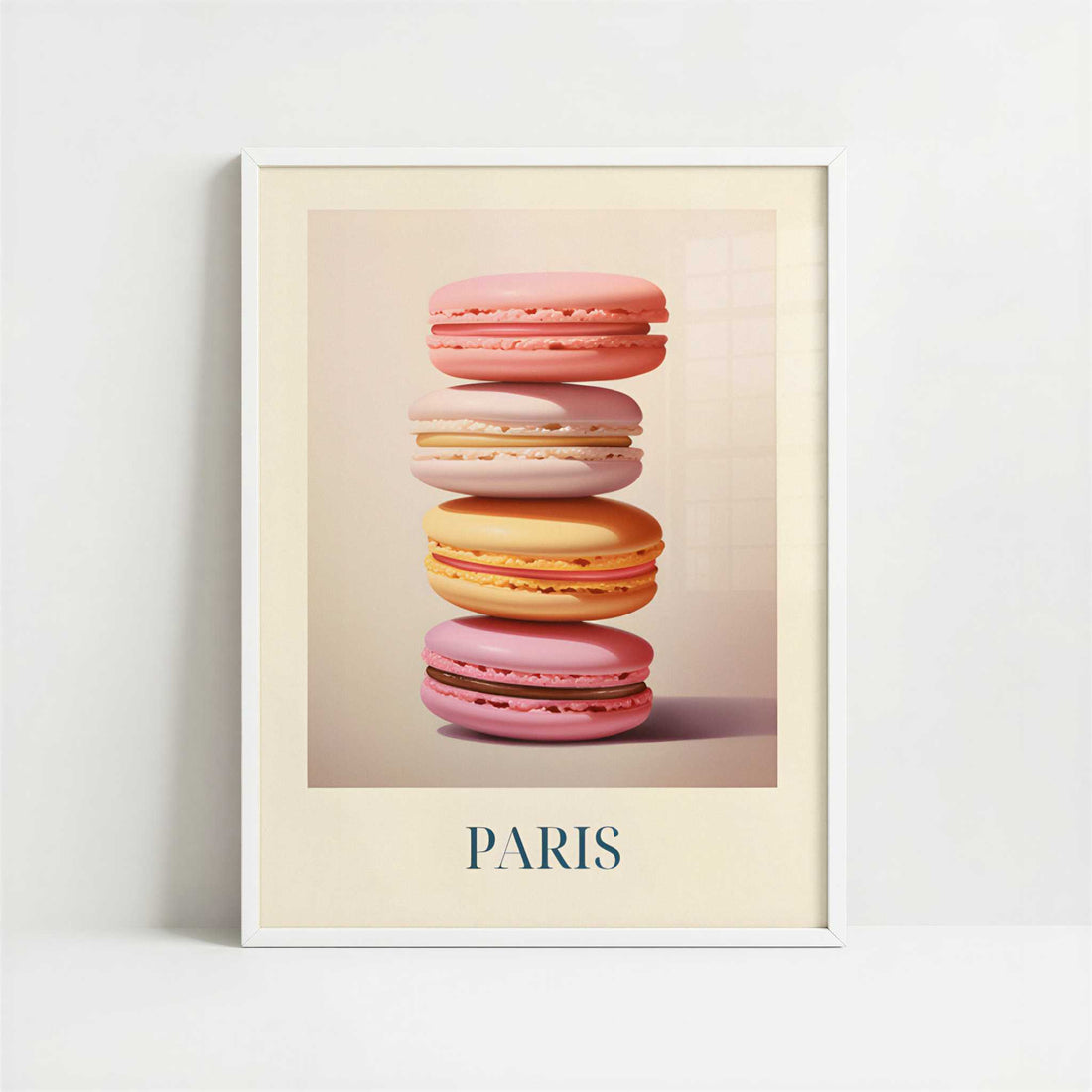 Macarons from Paris, France - Art Print - Art print in white frame