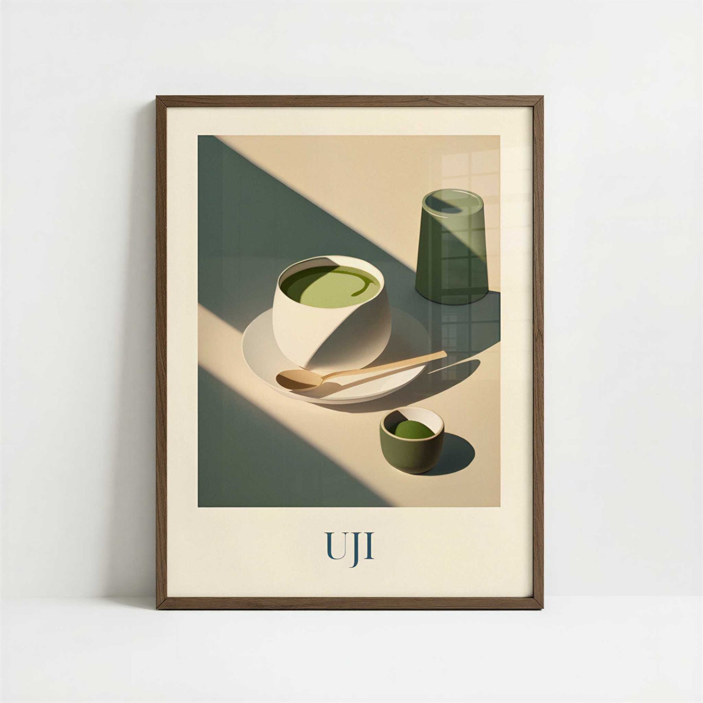 Matcha Tea from Uji, Japan - Art Print - Art print in dark wood frame