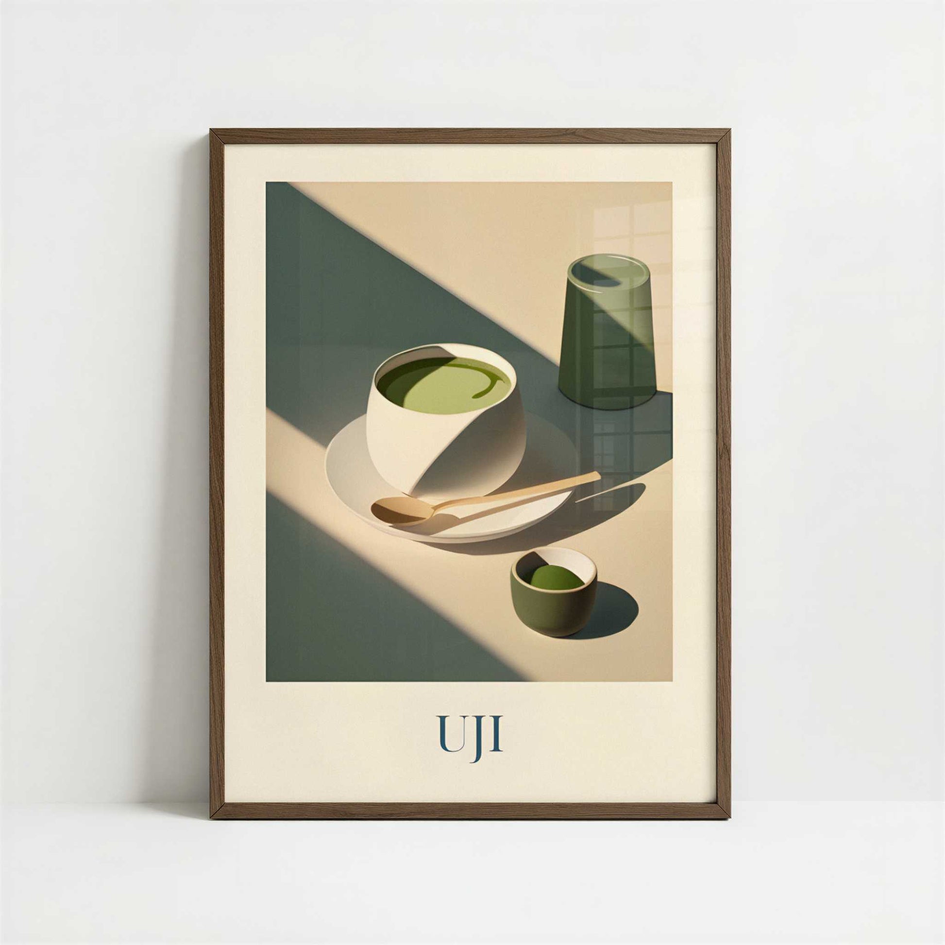 Matcha Tea from Uji, Japan - Art Print - Art print in dark wood frame