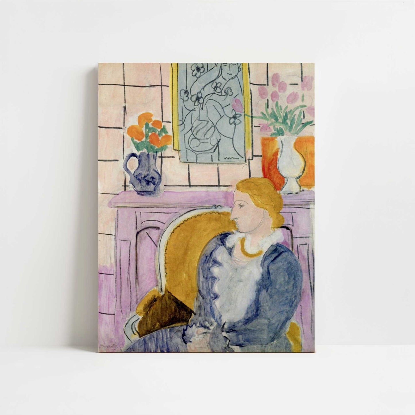 Blue Dress in an Ochre Armchair (1937) by Henri Matisse – Art Print - Unframed art print