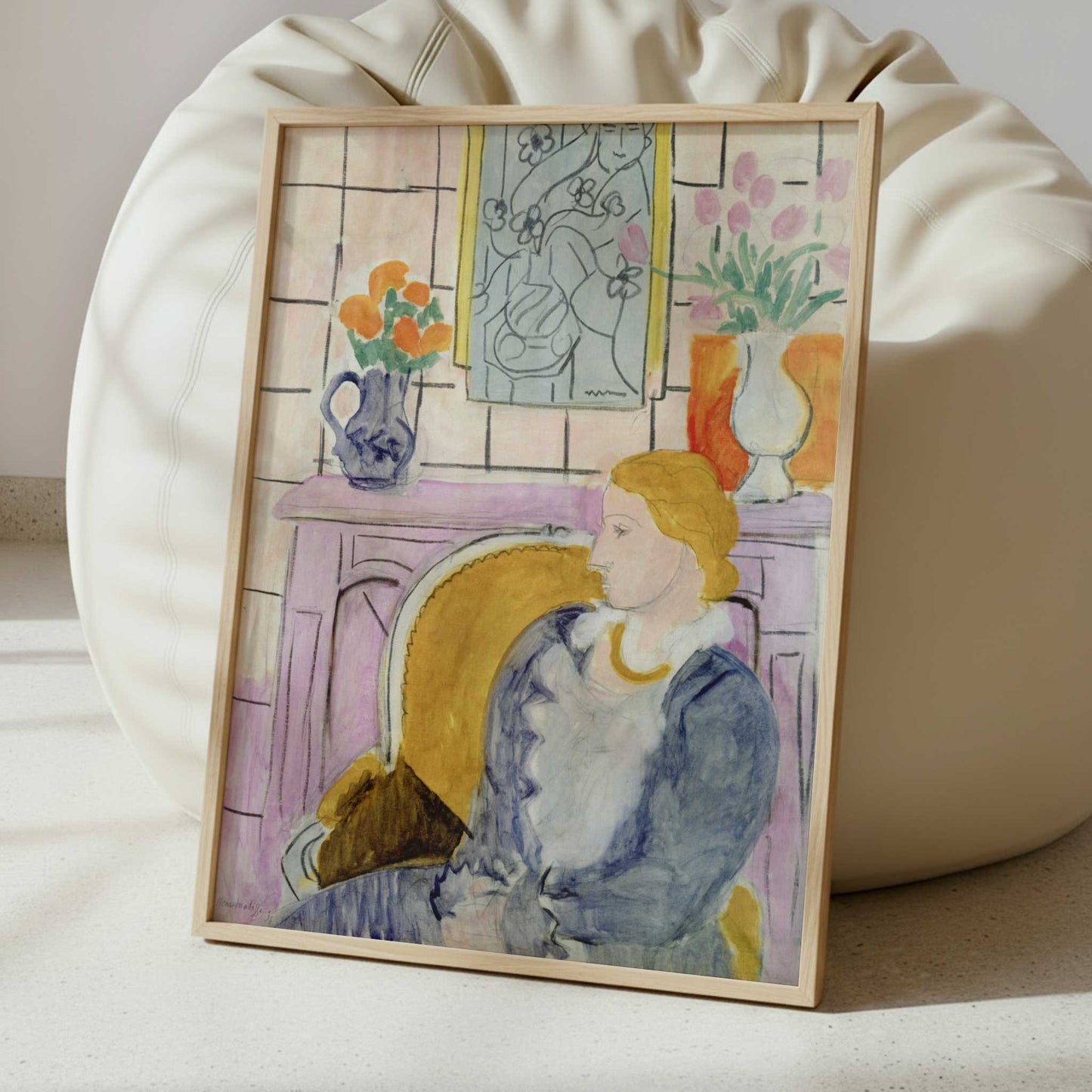 Blue Dress in an Ochre Armchair (1937) by Henri Matisse – Art Print - Interior inspiration