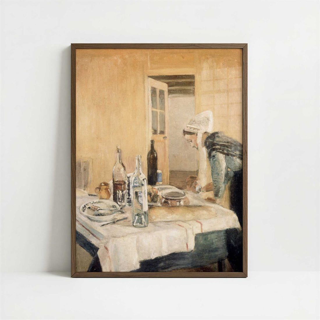 Breton Serving Girl (1896) by Henri Matisse – Art Print - Art print in dark wood frame