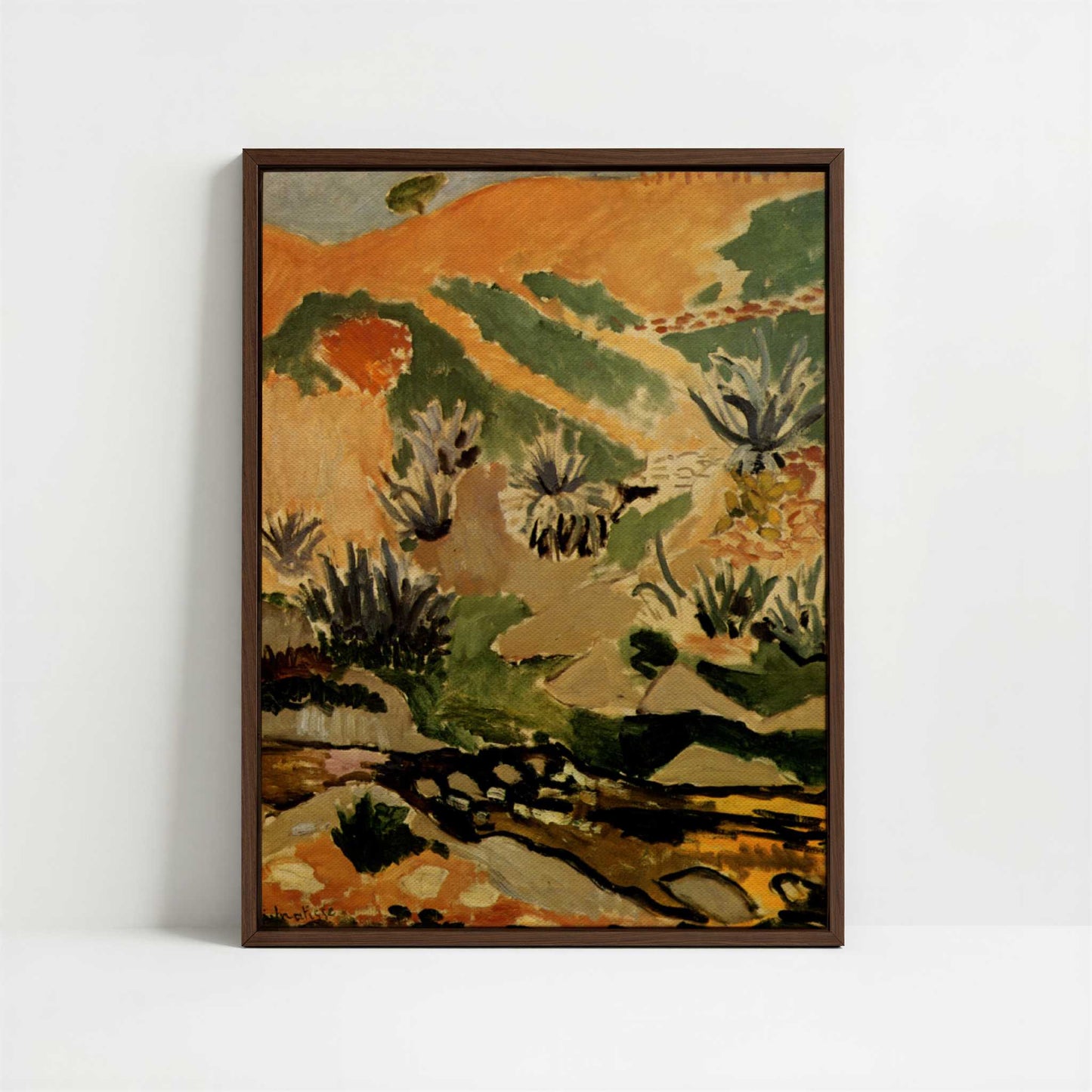 Framed Canvas - Framed canvas in dark wood color frame