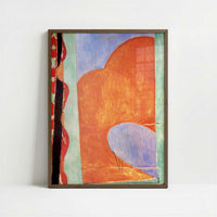 Composition, The Yellow Curtain (1915) by Henri Matisse – Art Print - Art print in dark wood frame
