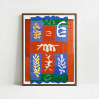 Composition with a Red Cross (1947) by Henri Matisse – Art Print - Art print in dark wood frame