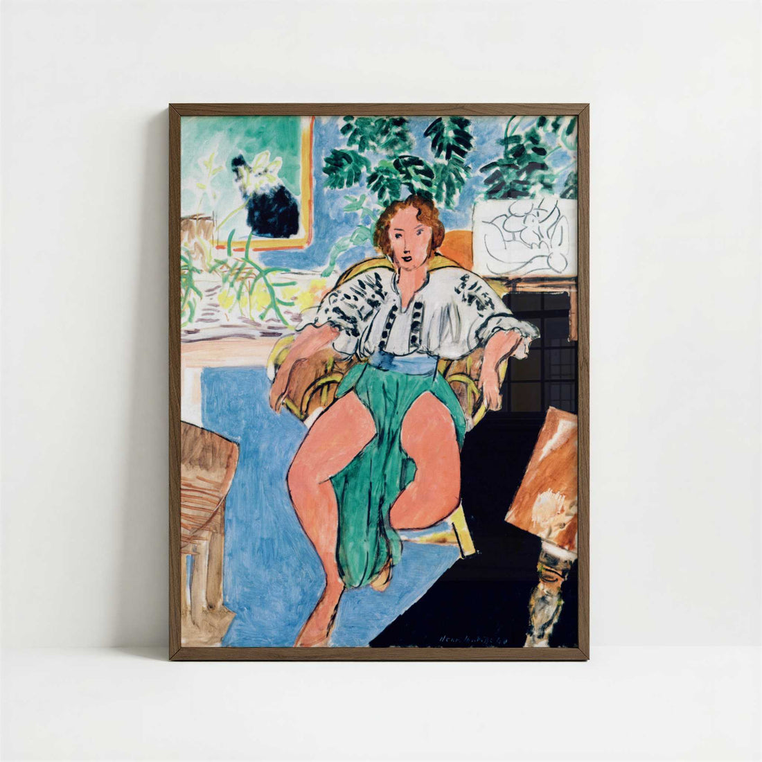 Dancer Resting (1940) by Henri Matisse – Art Print - Art print in dark wood frame