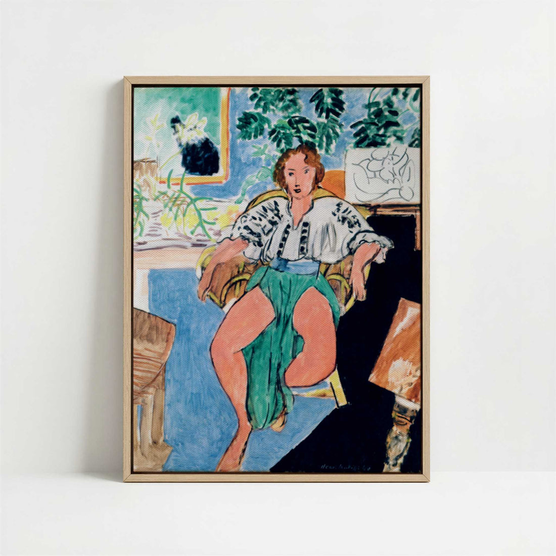 Framed Canvas - Framed canvas in oak color frame