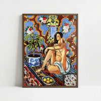 Decorative Figure on an Ornamental Background (1925) by Henri Matisse – Art Print - Art print in dark wood frame
