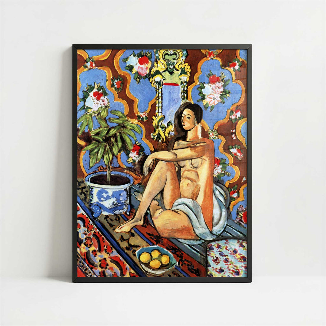 Decorative Figure on an Ornamental Background (1925) by Henri Matisse – Art Print - Art print in black frame