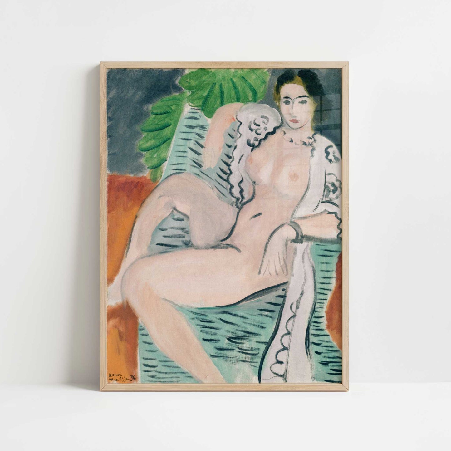 Draped Nude (1936) by Henri Matisse – Art Print - Art print in oak frame