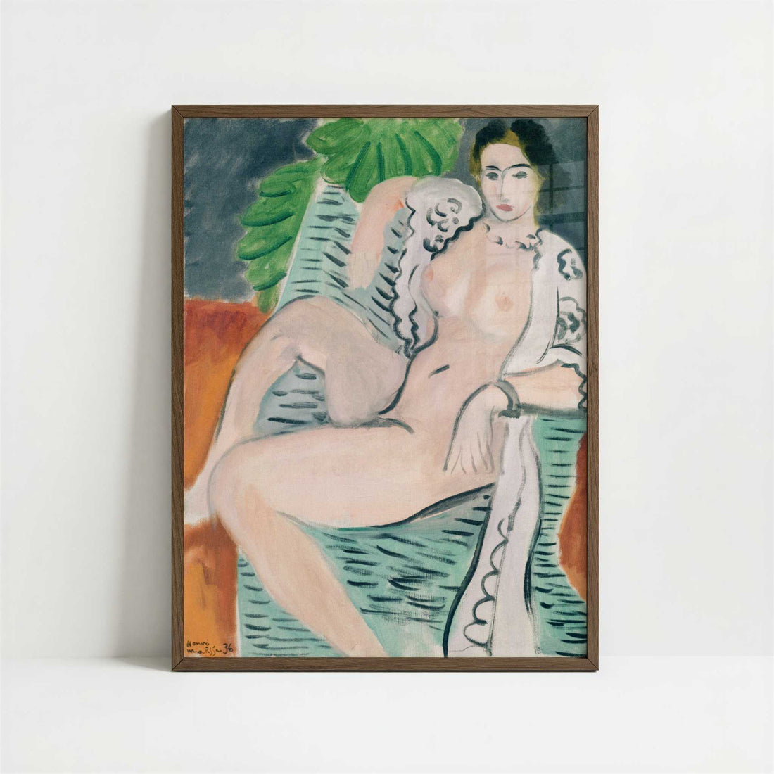Draped Nude (1936) by Henri Matisse – Art Print - Art print in dark wood frame
