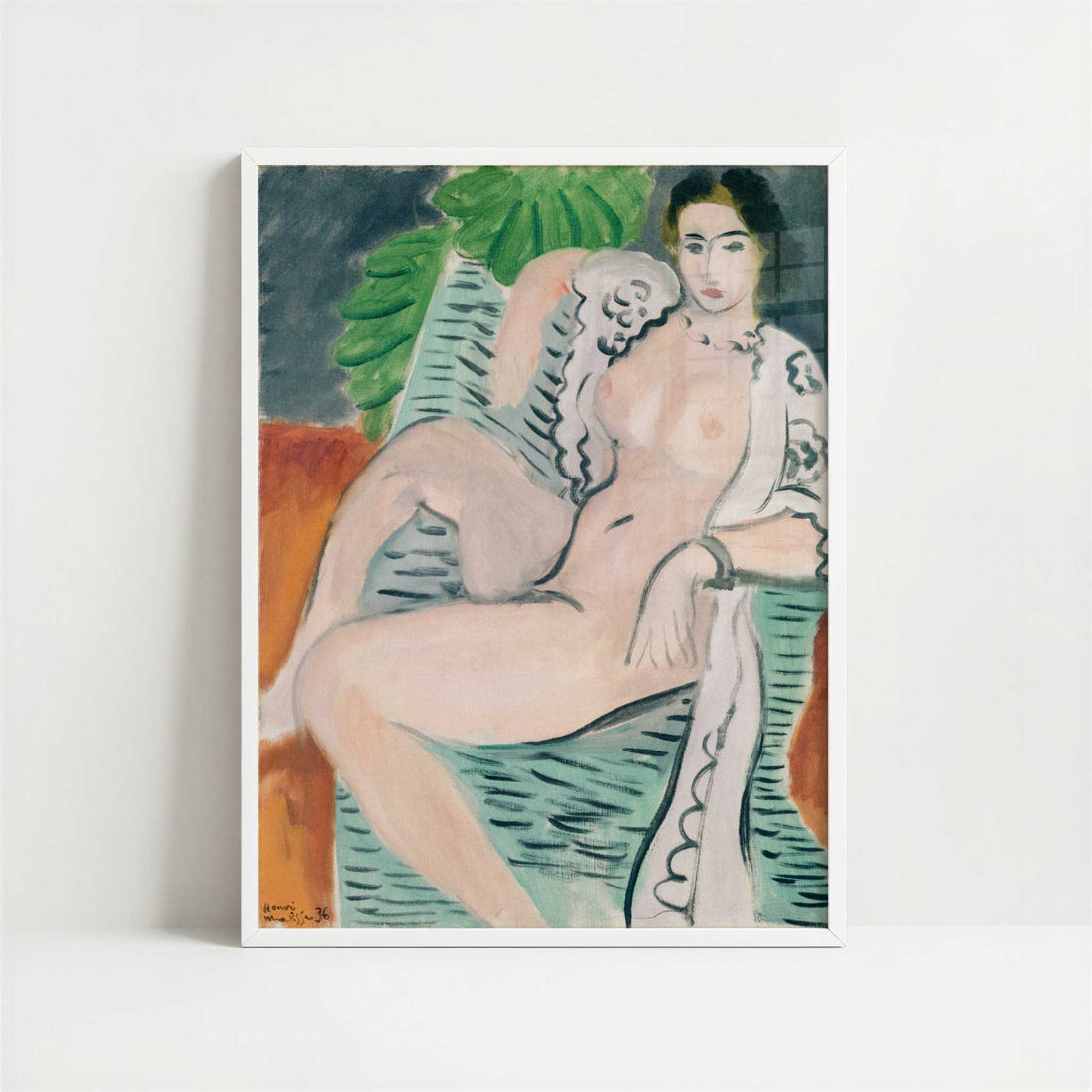 Draped Nude (1936) by Henri Matisse – Art Print - Art print in white frame