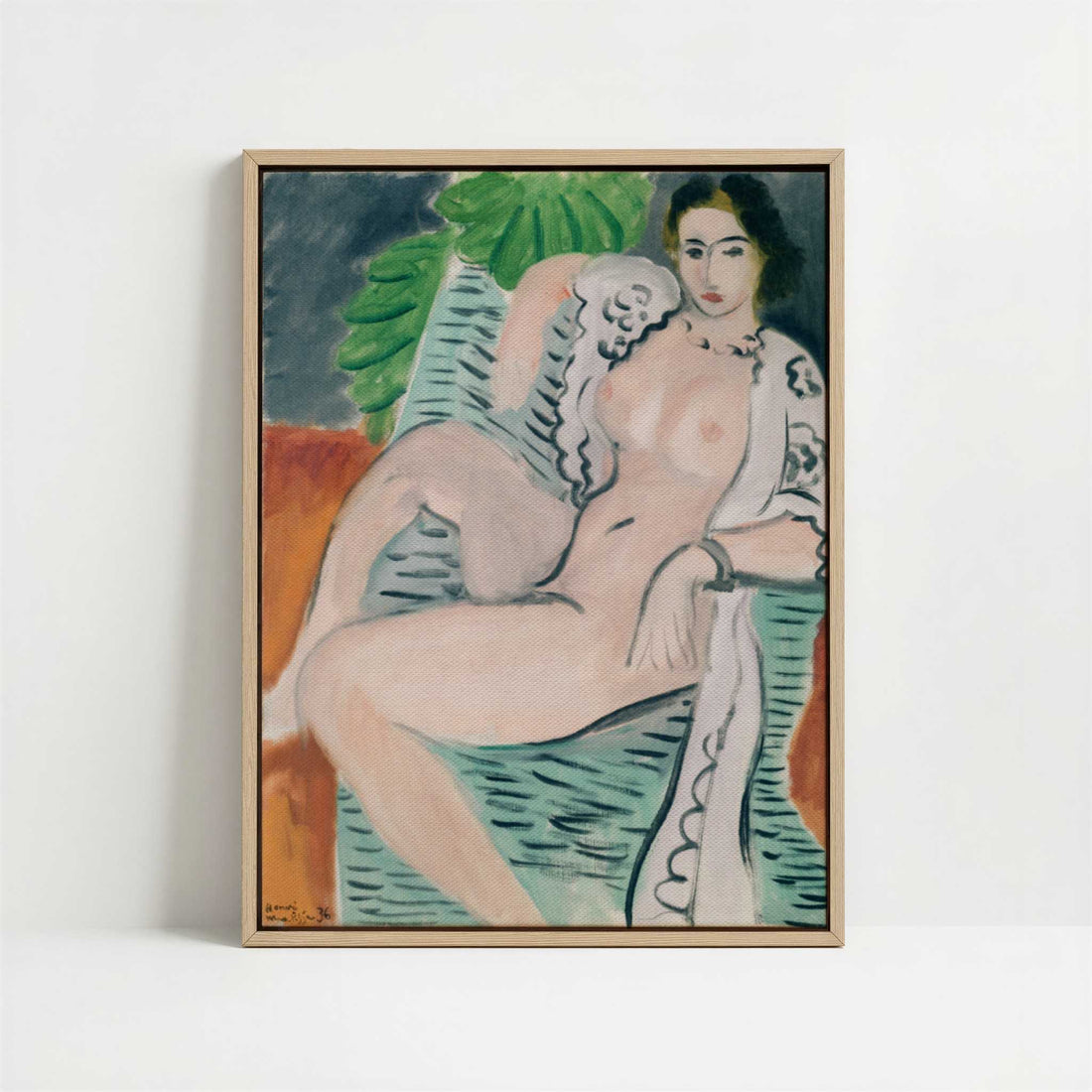 Framed Canvas - Framed canvas in oak color frame