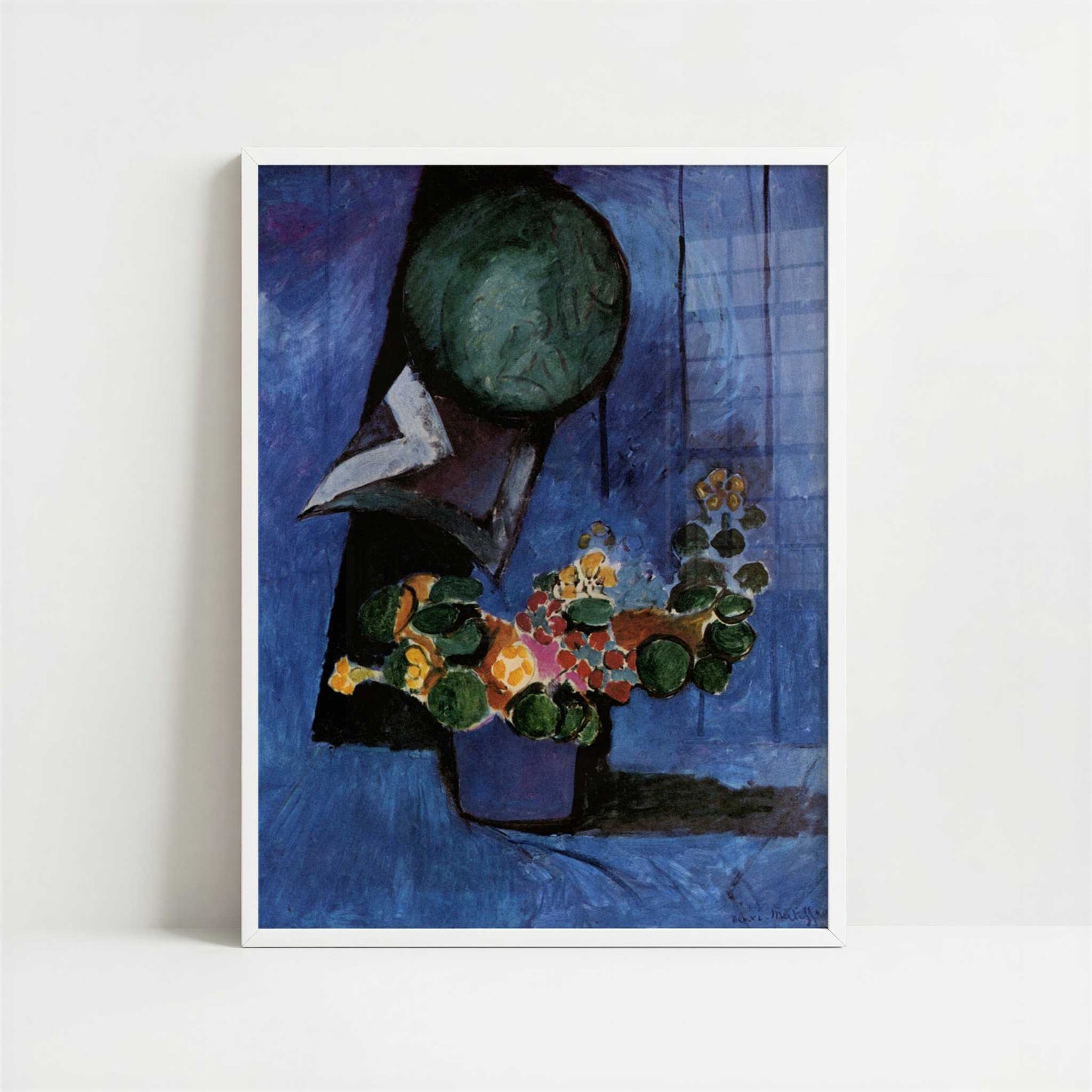 Flowers & Ceramic Plate (1911) by Henri Matisse – Art Print - Art print in white frame