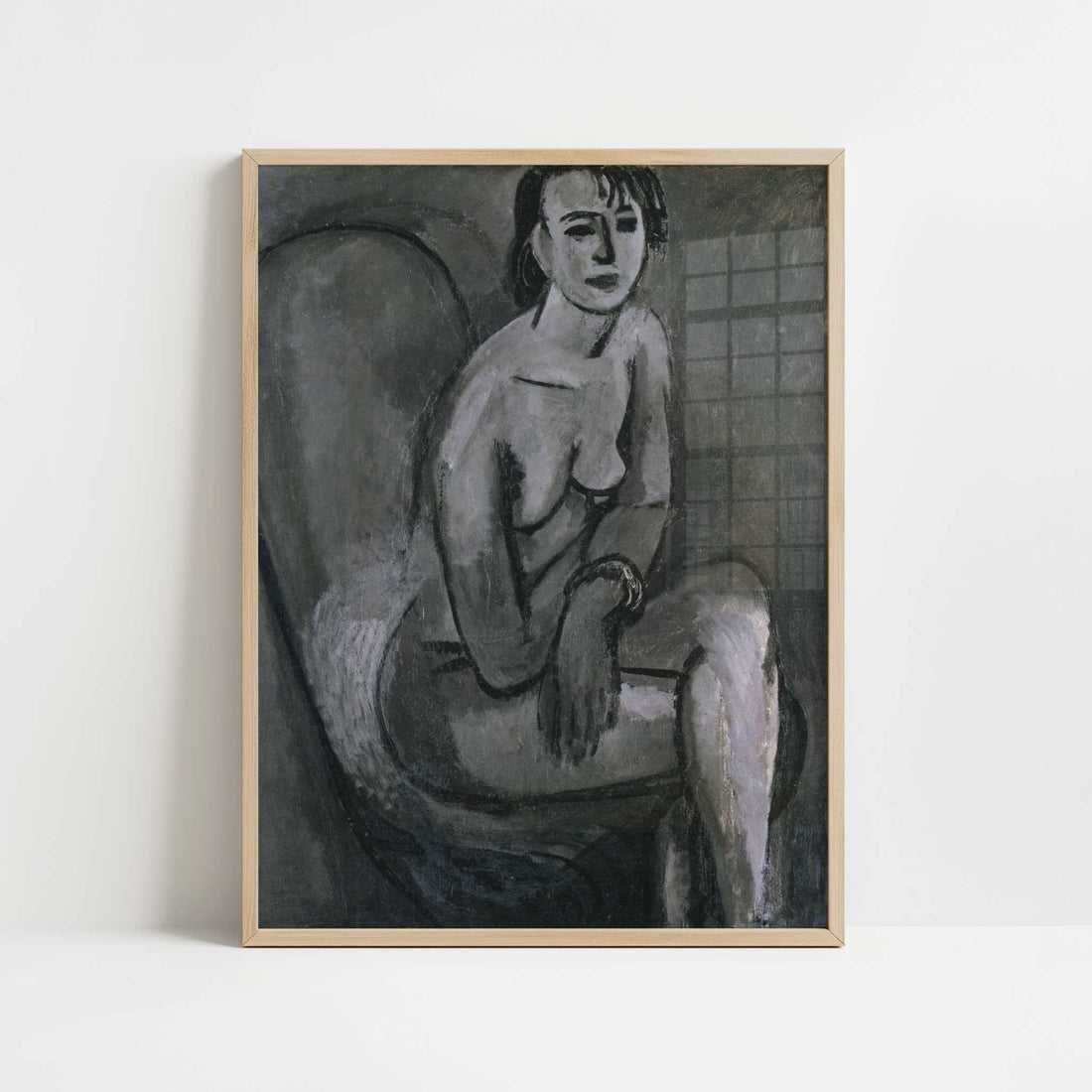 Grey Nude with Bracelet (1913) by Henri Matisse – Art Print - Art print in oak frame