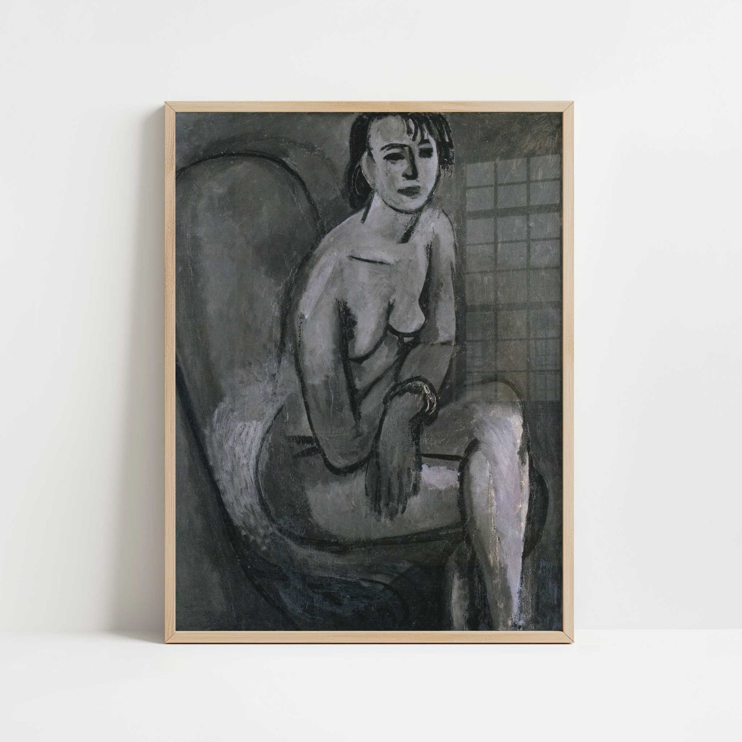 Grey Nude with Bracelet (1913) by Henri Matisse – Art Print - Art print in oak frame